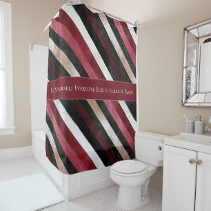 Rideaux De Douche Champagne Rose Bourgogne Rayures Noires