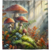 Rideaux De Douche Champignons Amanita Champignons Forêt du Matin (Devant)