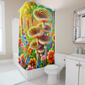 Rideaux De Douche Champignons d'art (En situation)