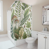 Rideaux De Douche Champignons des bois Pinecones Ferns Motif d'autom (En situation)