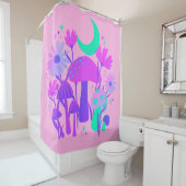 Rideaux De Douche Champignons et fleurs - lavande rose & violet (En situation)