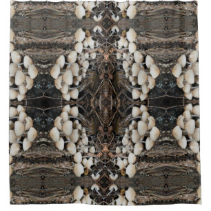 Rideaux De Douche Champignons sauvages blancs Motif naturel Abstrait
