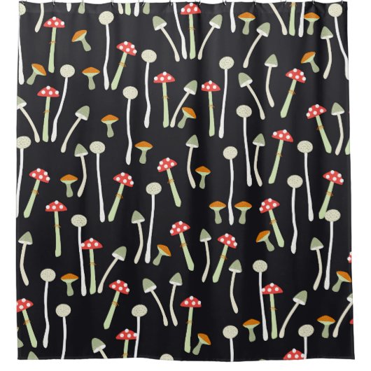 Rideaux De Douche Champignons vintages d'automne design motif. (Devant)
