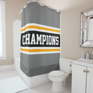 Rideaux De Douche CHAMPIONS D'Athlétisme Gris Black Racing Stripes