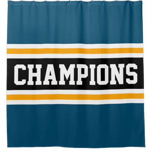 Rideaux De Douche CHAMPIONS D'Athlétisme Turquoise Bleu Black Racing (Devant)