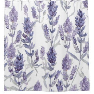 Rideaux De Douche Champs de Lavande Motif de Fleur Aquarelle Viole