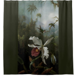 Rideaux De Douche Changez la couleur ! Colibri et orchidée blanche