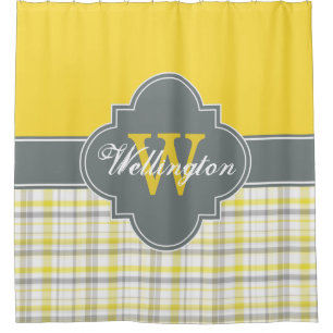 Rideaux De Douche Charbon gris jaune Madras Plaid 1ICB Nom du ruban