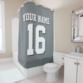 Rideaux De Douche Charcoal Sports Jersey Preppy Stripe (En situation)
