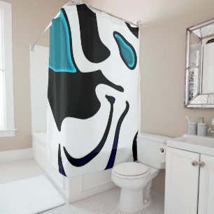 Rideaux De Douche Charge de profondeur : noir, blanc et bleu Abstrai