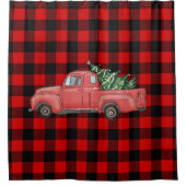 Rideaux De Douche Chariot de Noël Buffalo Plaid (Devant)