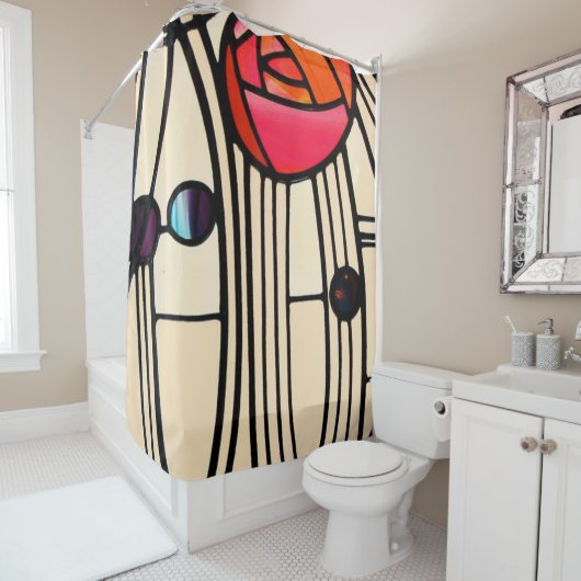 Rideaux De Douche Charles Rennie Mackintosh Vitrail (En situation)