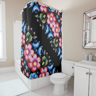 Rideaux De Douche Charme floral de l'art populaire