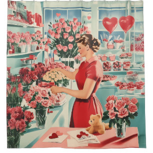 Rideaux De Douche Charme Vintage Flower Shop