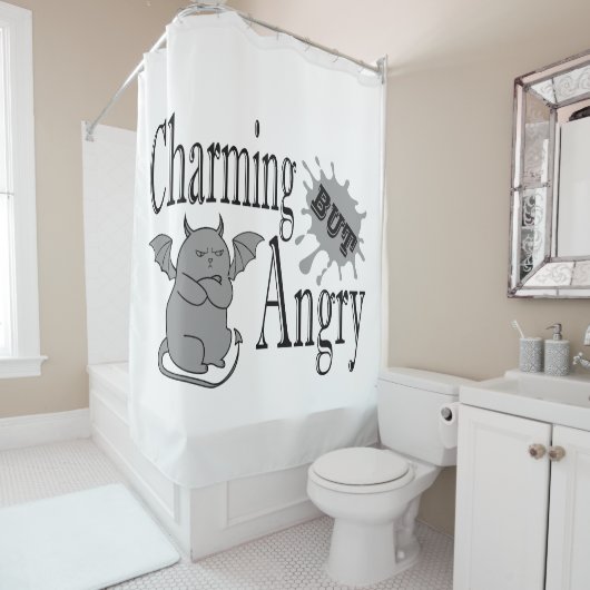 Rideaux De Douche Charming mais en colère petit chat diable drôle ci (En situation)