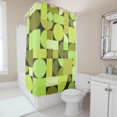Rideaux De Douche Chartreuse géométrique moderne du milieu du siècle (En situation)