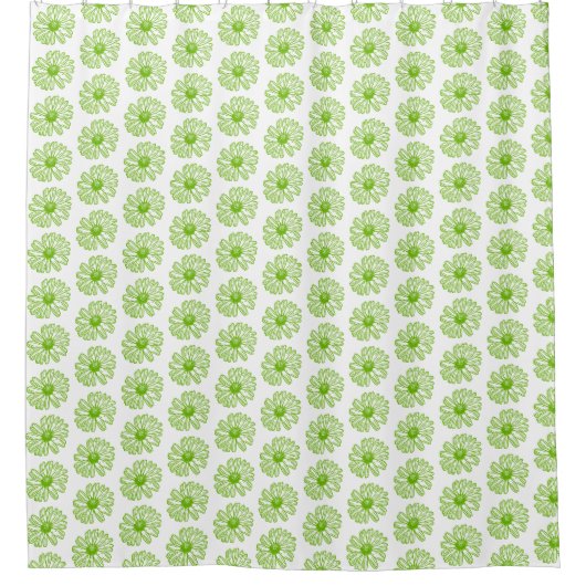 Rideaux De Douche Chartreuse Green Daisy Print, Hippie Flower Print (Devant)