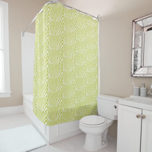 RIDEAUX DE DOUCHE CHARTREUSE ZEBRA STRIPE (En situation)