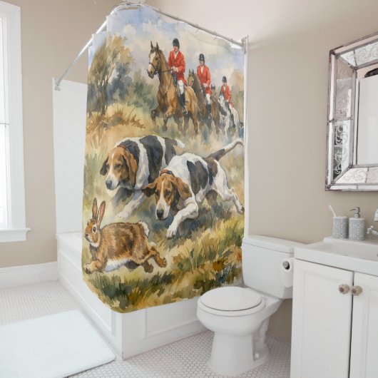 Rideaux De Douche Chasse avec des chiens courants (En situation)