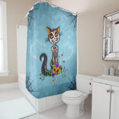 Rideaux De Douche Chat à squelette de sucre drôle (En situation)