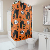 Rideaux De Douche chat Abstrait, nuage, motif Halloween (En situation)