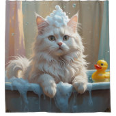 Rideaux De Douche Chat angora turc drôle endormi mignon (Devant)