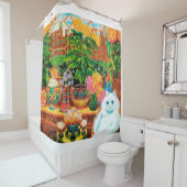 Rideaux De Douche Chat aux Fleurs, Louis Wain (En situation)