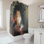 Rideaux De Douche Chat Avec Chatons (Chats Kitty Adorables) (En situation)