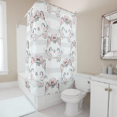 Rideaux De Douche chat avec motif nœud papillon (En situation)