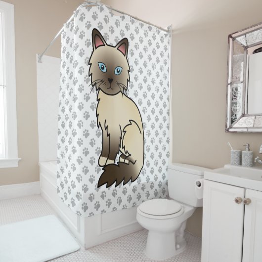Rideaux De Douche Chat Birman / Ragdoll pointe chocolat & Pattes (En situation)