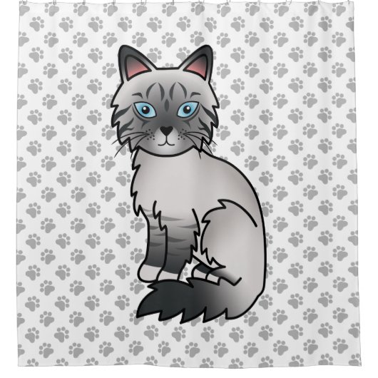 Rideaux De Douche Chat Birman / Ragdoll Tabby pointe bleue & Pattes (Devant)