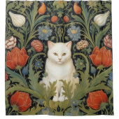 Rideaux De Douche Chat blanc Art nouveau dans le jardin (Devant)