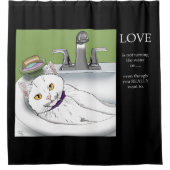 Rideaux De Douche Chat blanc lavabo (Devant)