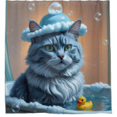 Rideaux De Douche Chat bleu russe Sloppy Sleepy mignonne drôle (Devant)