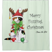 Rideaux De Douche Chat Calico de Noël amusant (Devant)
