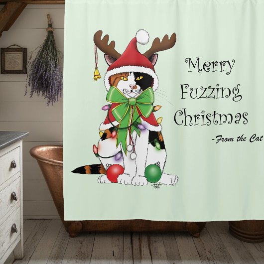 Rideaux De Douche Chat Calico de Noël amusant