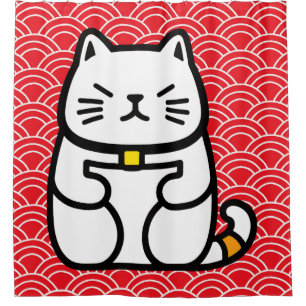 Rideaux De Douche Chat chanceux japonais ou Maneki-Neko