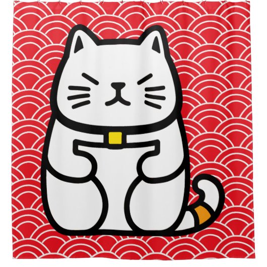 Rideaux De Douche Chat chanceux japonais ou Maneki-Neko (Devant)