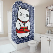 Rideaux De Douche Chat chanceux japonais ou Maneki-Neko (En situation)