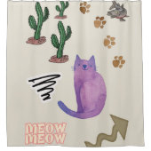 Rideaux De Douche Chat Chat de Douche Poisson Cactus (Devant)