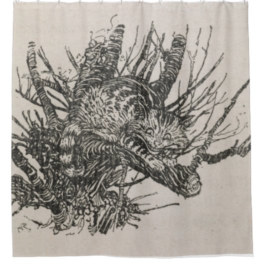 Rideaux De Douche Chat Cheshire dans un arbre Arthur Rackham (Devant)