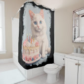 Rideaux De Douche Chat d'anniversaire mignon (En situation)