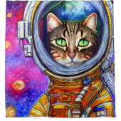 Rideaux De Douche Chat d'astronaute drôle (Devant)