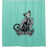 Rideaux De Douche Chat de crâne de sucre (Devant)