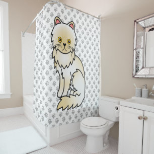 Rideaux De Douche Chat de dessin animé mignon persan crème & pattes