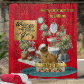Rideaux De Douche Chat de Noël drôle dans la litière