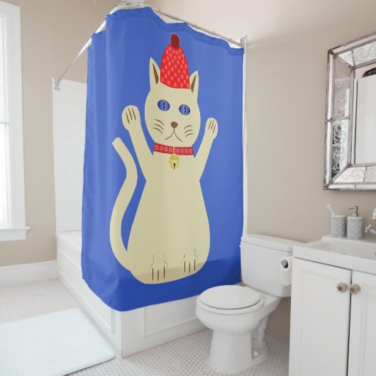 Rideaux De Douche Chat de Noël mignon (En situation)