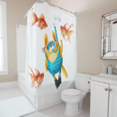 Rideaux De Douche Chat de plongée sous-marine (En situation)