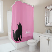 Rideaux De Douche Chat de viande noire rose (En situation)