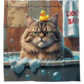 Rideaux De Douche Chat Désordonné Endormi Mignon Drôle  (Devant)